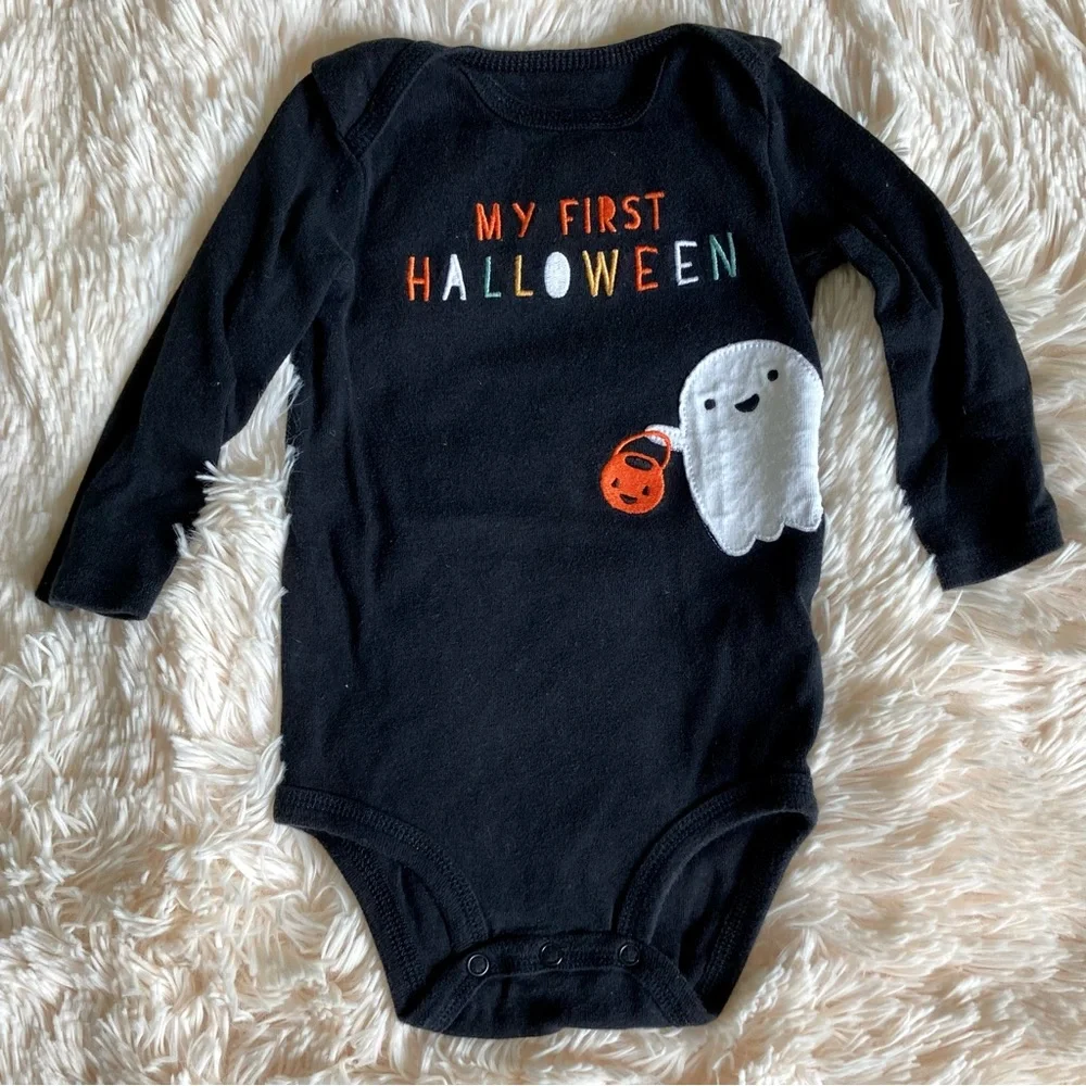 Carters Black My First Halloween Ghost Onesie 9 months
